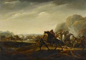 van der HOEF Abraham 1611-1666,A military skirmish,Bonhams GB 2013-11-06