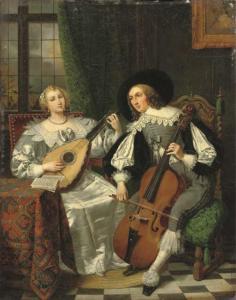 van der KELLEN David III 1827-1895,A musical couple,Christie's GB 2006-06-13