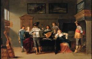 VAN DER LAMEN Christoffel Jacobsz 1606-1651,Officers in a brothel, with a lute player an,Christie's 1998-05-06