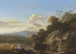 van der LISSE Dirck,An Italianate landscape with nymphs by a waterfall,Christie's 2018-12-07