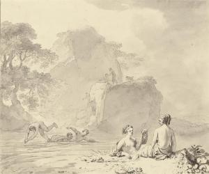 van der LISSE Dirck 1607-1669,Nymphs bathing in a rocky wooded landscape,Christie's GB 2010-07-07