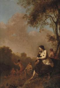 van der LISSE Dirck 1607-1669,Playful nymphs in a landscape,Christie's GB 2008-05-06