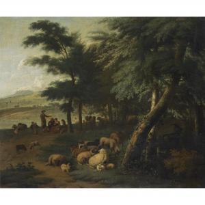 van der MEER II Jan,SHEPHERDS RESTING WITH THEIR FLOCK AT THE EDGE OF ,Sotheby's 2011-12-08