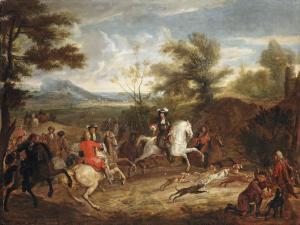 VAN DER MEULEN Adam Frans 1632-1690,An elegant hunting party and their dogs followi,1674,Christie's 2012-12-11