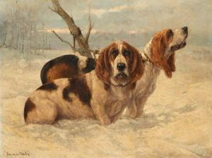 Van Der MEULEN Edmond 1841-1905,Deux saints Hubert dans la neige,Horta BE 2018-05-28