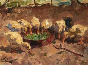 van der NAT Willem Hendrik 1864-1929,Feeding the Ducks,AAG - Art & Antiques Group NL 2023-06-19