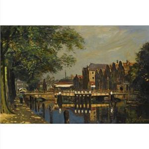 VAN DER SCHOUW ADRIANUS 1873-1946,A VIEW OF A SUNLIT CANAL IN A DUTCH TOWN,Sotheby's GB 2011-03-14