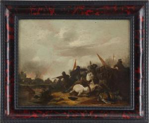 van der STOFFE Jan Jansz. 1611-1682,Bataljscen,Uppsala Auction SE 2023-03-14