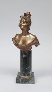 van der STRAETEN Georges 1856-1928,Buste de jeune femme au fichu,Lombrail - Teucquam FR 2023-03-10