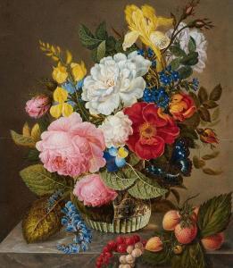 van der VEKEN Joseph,Roses, Iris, Forget-me-nots, Tufted Pansy and othe,Lempertz 2016-03-16
