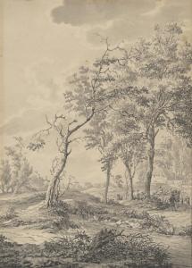 van der VINNE Vincent Jansz 1736-1811,Paysage arboré avec paysans et charrette,Christie's 2023-03-22