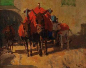 van der VLIST Leendert 1894-1962,Oriental donkeys in village street,Twents Veilinghuis NL 2020-01-10