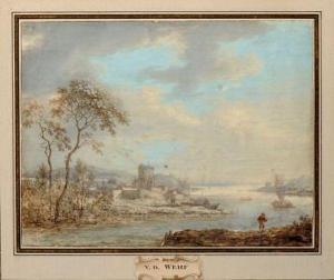 van der WERFF Pieter 1665-1722,Paysage avec pêcheur et vue d'architecture,1716,Aguttes FR 2012-06-19