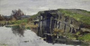 van der WINDT Chris 1877-1952,Polderlandschap met brug,Venduehuis NL 2022-10-11