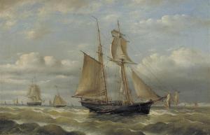 VAN DER WORP Hendrik 1840-1910,A two-master on choppy seas,1875,Christie's GB 2008-11-18
