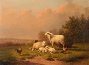 van DIEGHEM Joseph 1843-1885,Sheep and hens in landscape,1883,Deutsch AT 2021-07-07