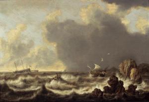 van DIEST Willem Hermansz 1600-1673,Ships At Anchor A boat And A Rowing Boat In     ,1628,Sotheby's 2006-05-09