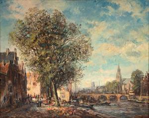 VAN DIJK Jos 1913-1987,Vista sem o Velho Roermond Holanda,1955,Escritorio de Arte BR 2024-07-02