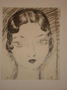 VAN DONGEN Kees 1877-1968,TETE DE FEMME DE FACE, CHEVEUX COURTS,1929,Piasa FR 2011-12-08