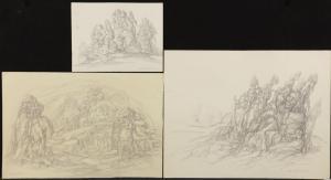 Van DOOREN Edmond 1896-1965,Trois études pour paysages futuristiques,Campo & Campo BE 2024-04-23