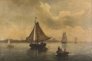 van DOORN Adrianus 1825-1903,Laguna con barche e velieri, Venezia,19th century,Babuino IT 2021-01-20