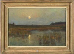van DOREN Emile 1865-1949,Vue du coucher de soleil sur le marais,VanDerKindere BE 2021-09-14