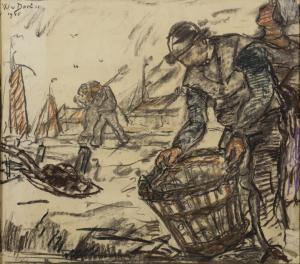 van DORT Willem 1875-1949,Pêcheurs au quai,1945,Campo & Campo BE 2022-10-25
