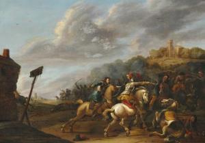van DOUW Simon Johannes 1630-1680,A cavalry skirmish,Bruun Rasmussen DK 2019-01-21