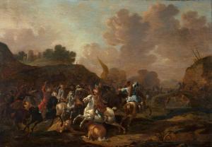van DOUW Simon Johannes 1630-1680,Scène de bataille,Aguttes FR 2022-06-28