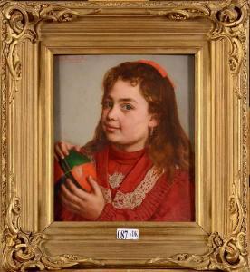 van DYCK Henri Joseph 1849-1934,Portrait d’’une fillette au ballon,VanDerKindere BE 2014-01-14