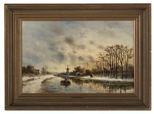 van ELTEN Hendrik D. Kruseman 1829-1904,Dutch Canal in Winter,New Orleans Auction US 2021-03-27