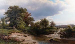 van ELTEN Hendrik D. Kruseman 1829-1904,LANDSCAPE WITH SHEEP HERDER, DOG, SHEEP AND S,1870,Potomack 2021-09-28