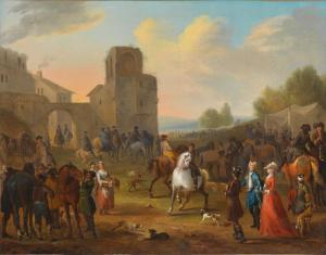 Van Falens Carl 1683-1733,Départ de chasse,Aguttes FR 2023-06-22
