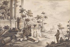 van GEEL Jacob 1584-1640,Lanscape with travellers and ancient ruins,1638,Palais Dorotheum 2014-10-02