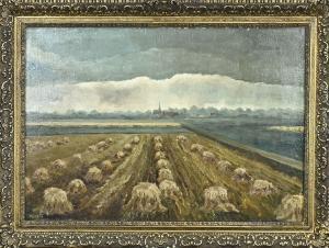 van GILST Arnout 1898-1982,Dutch landscape with sheaves of corn,1930,Twents Veilinghuis 2023-01-12