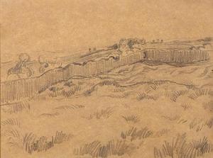 van GOGH Vincent,Champ de blé fermé par un mur - coin de la clôture,1890,Aguttes 2019-04-01