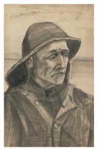 van GOGH Vincent,Hoofd van een visser, driekwart naar rechts gekeer,1883,Sotheby's 2023-11-14