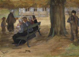 van GOGH Vincent,PEOPLE SITTING ON A BENCH IN BEZUIDENHOUT, THE HAG,1882,Sotheby's 2017-05-16