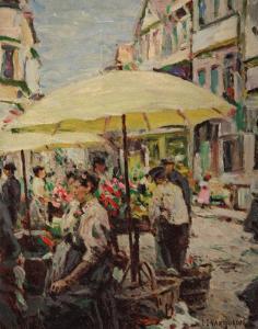 van GORDER Luther Emerson 1861-1931,Yellow Market Umbrella, Paris,Shannon's US 2008-05-01
