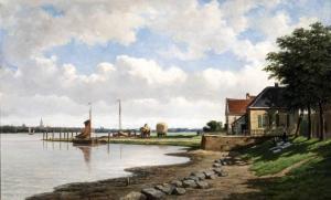 van GORKUM Jacobus 1827-1880,Boten en hooiwagens aan rivieroever,Venduehuis NL 2012-11-21