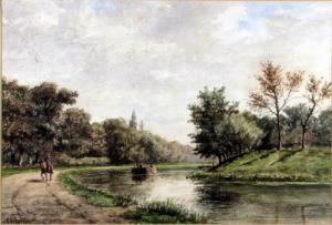van GORKUM Jacobus 1827-1880,Flusslandschaft mit Boot,Venator & Hanstein DE 2009-03-27