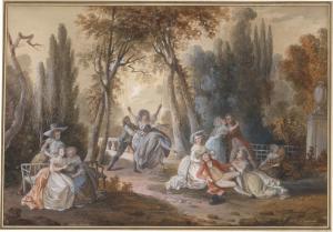 van GORP Henri Nicolas 1756-1819,Galante Gesellschaft im Garten,Galerie Bassenge DE 2023-12-01