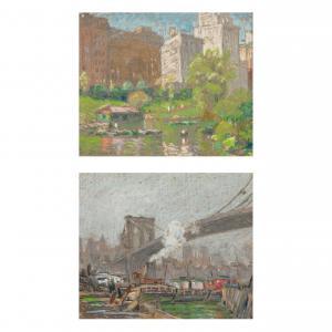 van GREENE Albert Nesse 1887-1971,Views of Central Park and Brooklyn Bridge,Bonhams GB 2023-08-23