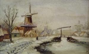 van GULIK Franciscus Lodewijk 1841-1899,Winter Canal,Halls GB 2020-09-02