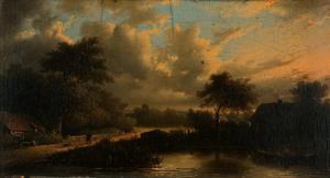 van HAANEN George Gillis 1807-1879,Romantická krajina s rybníkem a stafáží,Art Consulting 2011-05-14