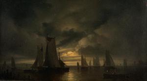 van HAANEN George Gillis 1807-1879,Rybářské lodě za noci,Art Consulting CZ 2011-05-14