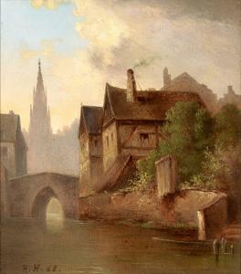 van HAANEN Remigius Adrianus 1812-1894,Blick auf Ulm mit Gerberviertel. Münster und Bla,1868,Zeller 2024-04-04