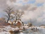 van HAANEN Remigius Adrianus 1812-1894,Figures in a frozen Dutch winter landsca,1865,Dreweatt-Neate 2013-01-30