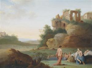 van HAENSBERGEN Johan 1642-1705,Southern landscape with nymphs bathing,Palais Dorotheum 2011-10-12