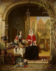 van HAMME Alexis 1818-1875,Marktstand in einer flandrischen Stadt,1862,Van Ham DE 2021-06-02